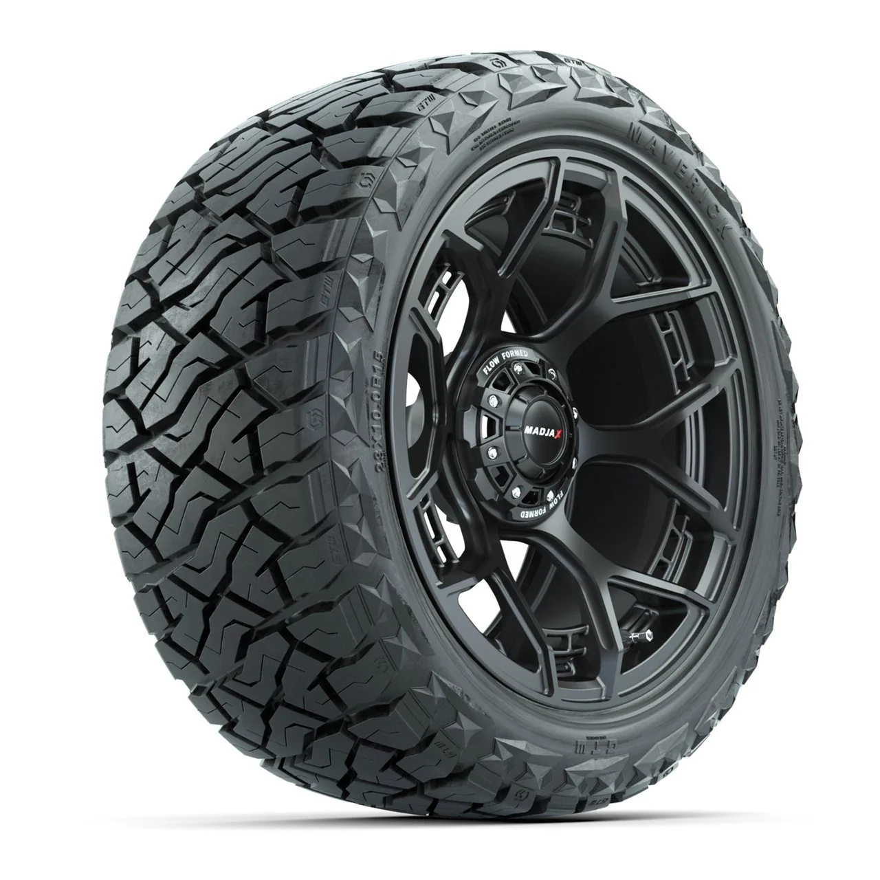 Комплект колёс в сборе: диски MadJax Flow Form Evolution 15", матовый чёрный, шины GTW Maverick All-Terrain 23x10.00-R15, артикул A19-1384