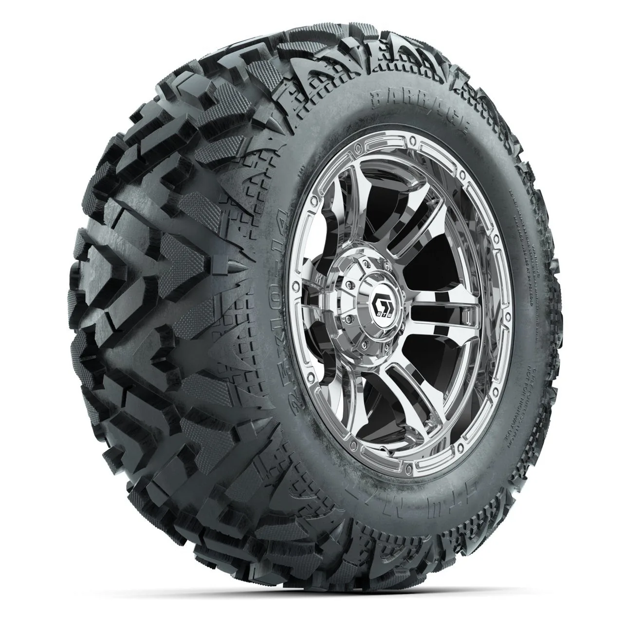 Колёса GTW Shogun Chrome 14" с грязевыми шинами 25x10-14 Barrage Mud, полный комплект, артикул A19-2384