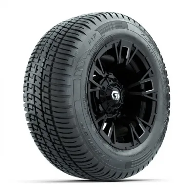 Комплект колёс GTW® Vandal 12” с шинами 215/50-R12 Fusion S/R Steel Belt Radial, матовый чёрный с проточкой, полный набор, артикул A19-1191