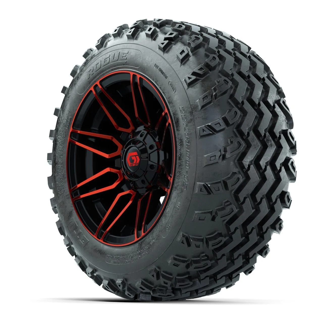 Комплект колёс GTW® Stealth 12” с шинами 22x11.00-12 Rogue, чёрный/красный, для бездорожья, полный набор, артикул A19-1189 — фото 3