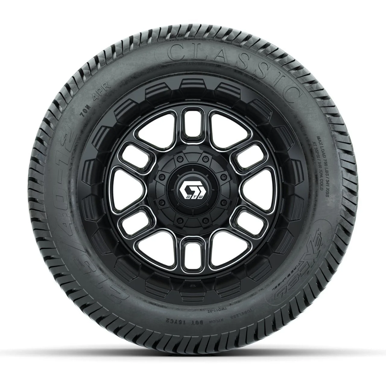 Комплект колёс 12" GTW Titan с шинами 215/40-12 Excel Classic Street, чёрные с проточкой, артикул A19-1755 — фото 2