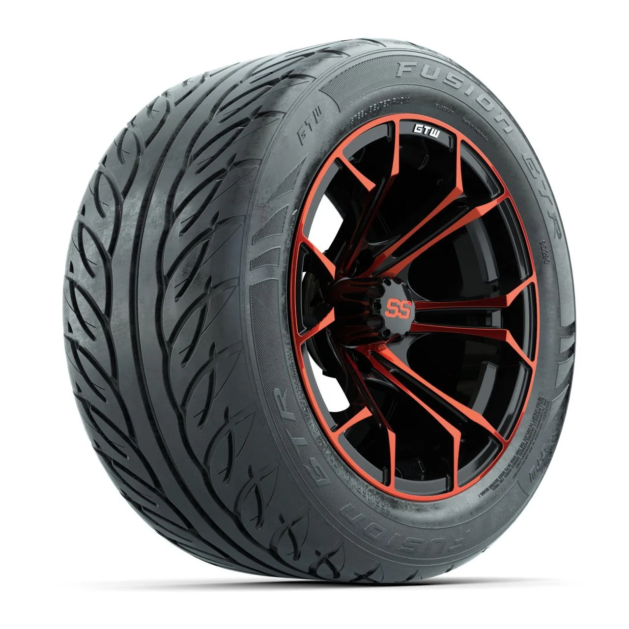 Колёса GTW Spyder 14”, чёрно-красные, с шинами 255/45-R14 Fusion GTR Steel Belt Radial Street, комплект, артикул A19-2401
