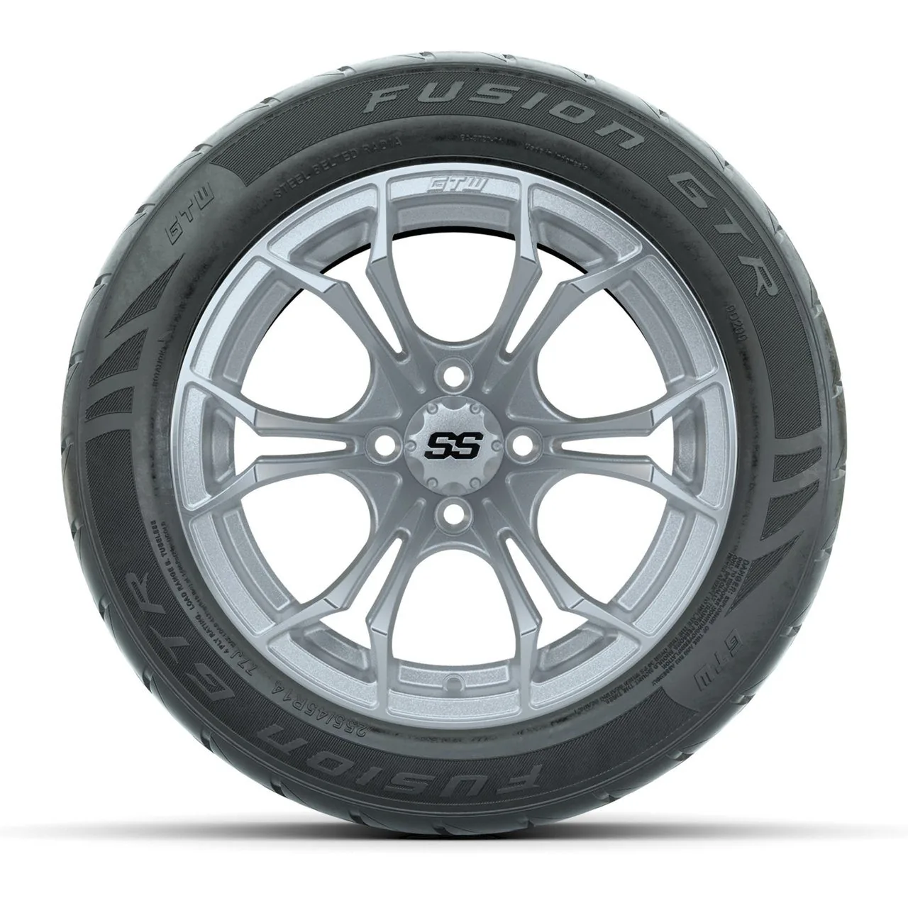 Колёса GTW Spyder 14" (серебристые шлифованные) с шинами 255/45-R14 Fusion GTR Steel Belt Radial Street, полный комплект, артикул A19-2273 — фото 2