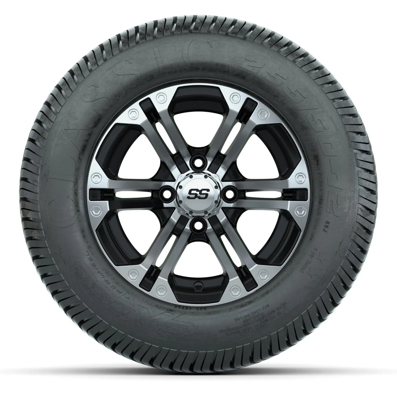 Колёса GTW Specter, чёрные с проточкой, 12" с шинами 255/50-12 Excel Classic Street, полный комплект, артикул A19-1800 — фото 2