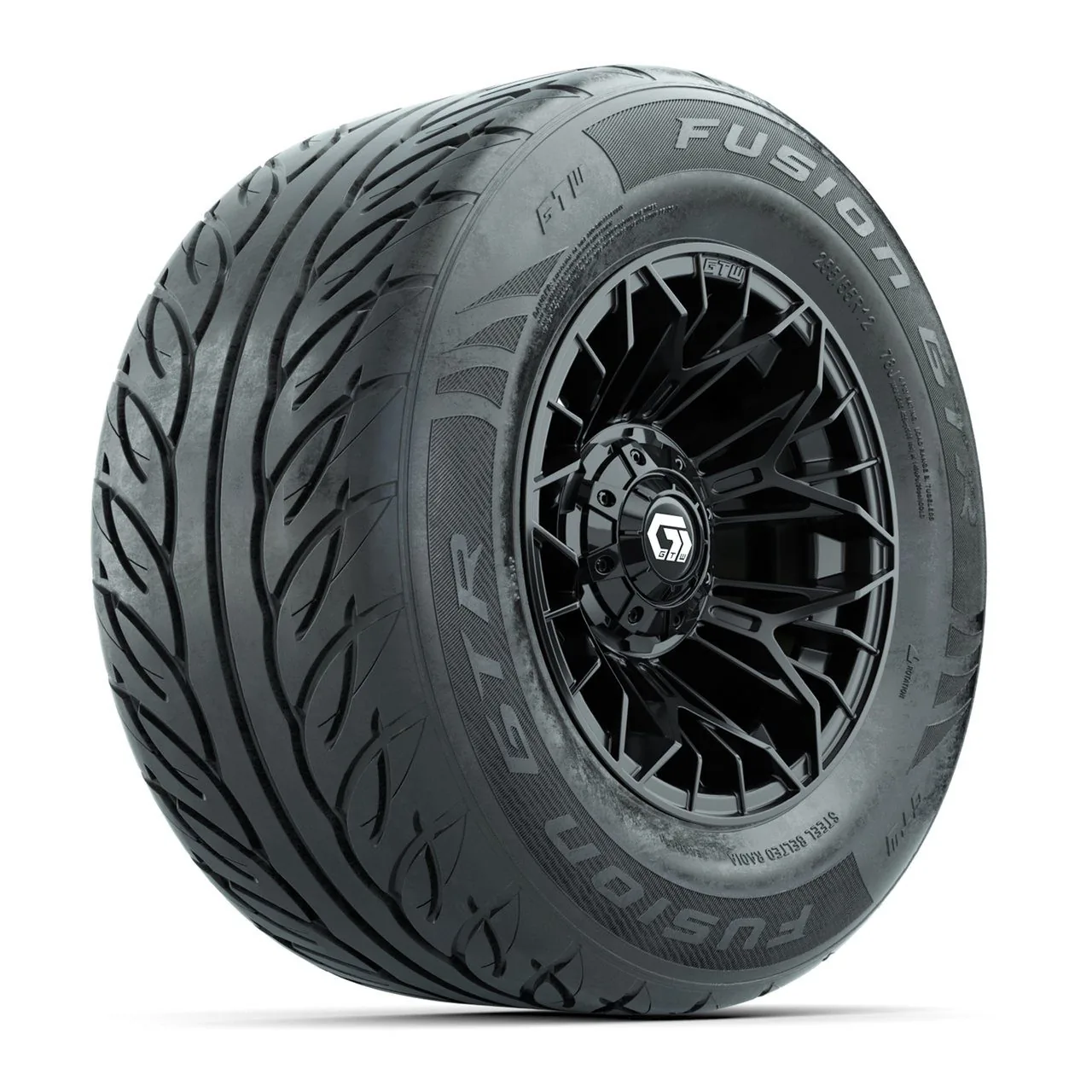 Колёса GTW® Stellar 12", чёрные, с шинами 255/55-R12 Fusion GTR Steel Belt Radial Street, полный комплект, артикул A19-1652