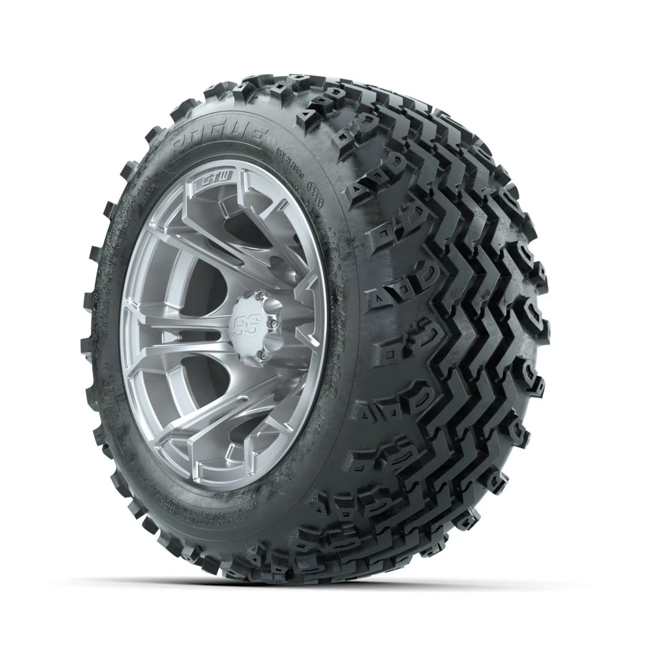Комплект колёс и шин: диски GTW Spyder серебристые 10", шины Rogue All-Terrain 18x9.50-10, артикул A19-899 — фото 3