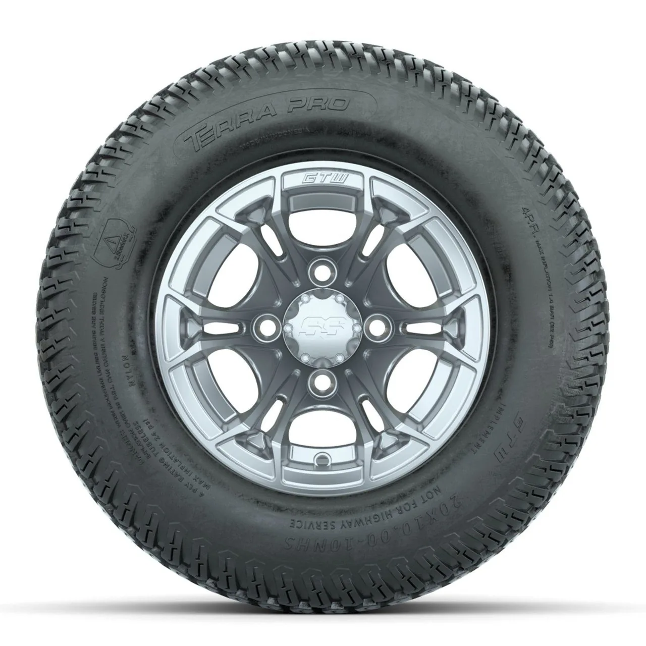 Колёса GTW Spyder Silver Brush 10" с шинами 20x10-10 Terra Pro S-Tread Traction, комплект, артикул A19-1071 — фото 2