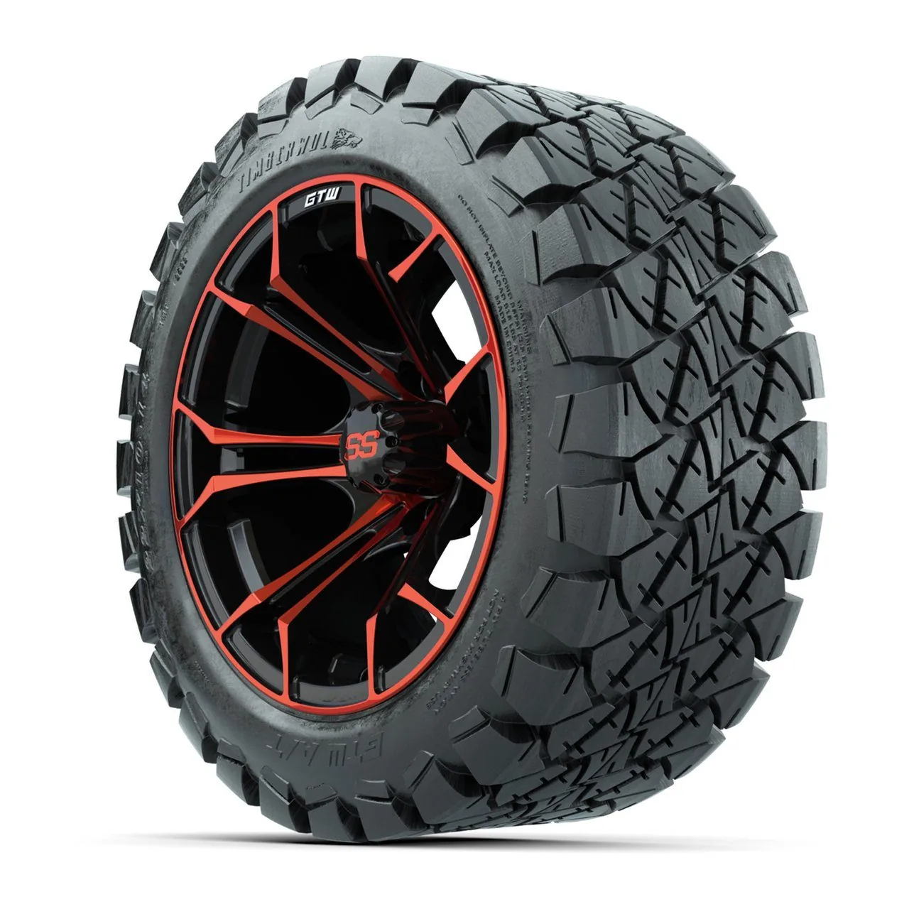 Комплект дисков GTW Spyder 14", красный/чёрный, с шинами GTW Timberwolf 22x10-14 для любого рельефа, артикул A19-569 — фото 3