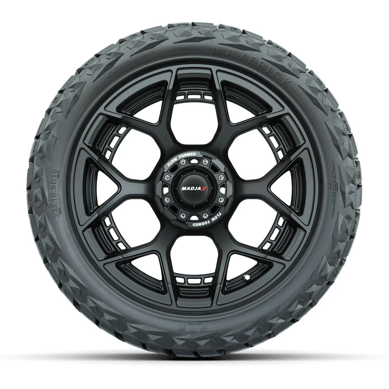 Комплект колёс в сборе: диски MadJax Flow Form Evolution 15", матовый чёрный, шины GTW Maverick All-Terrain 23x10.00-R15, артикул A19-1384 — фото 2