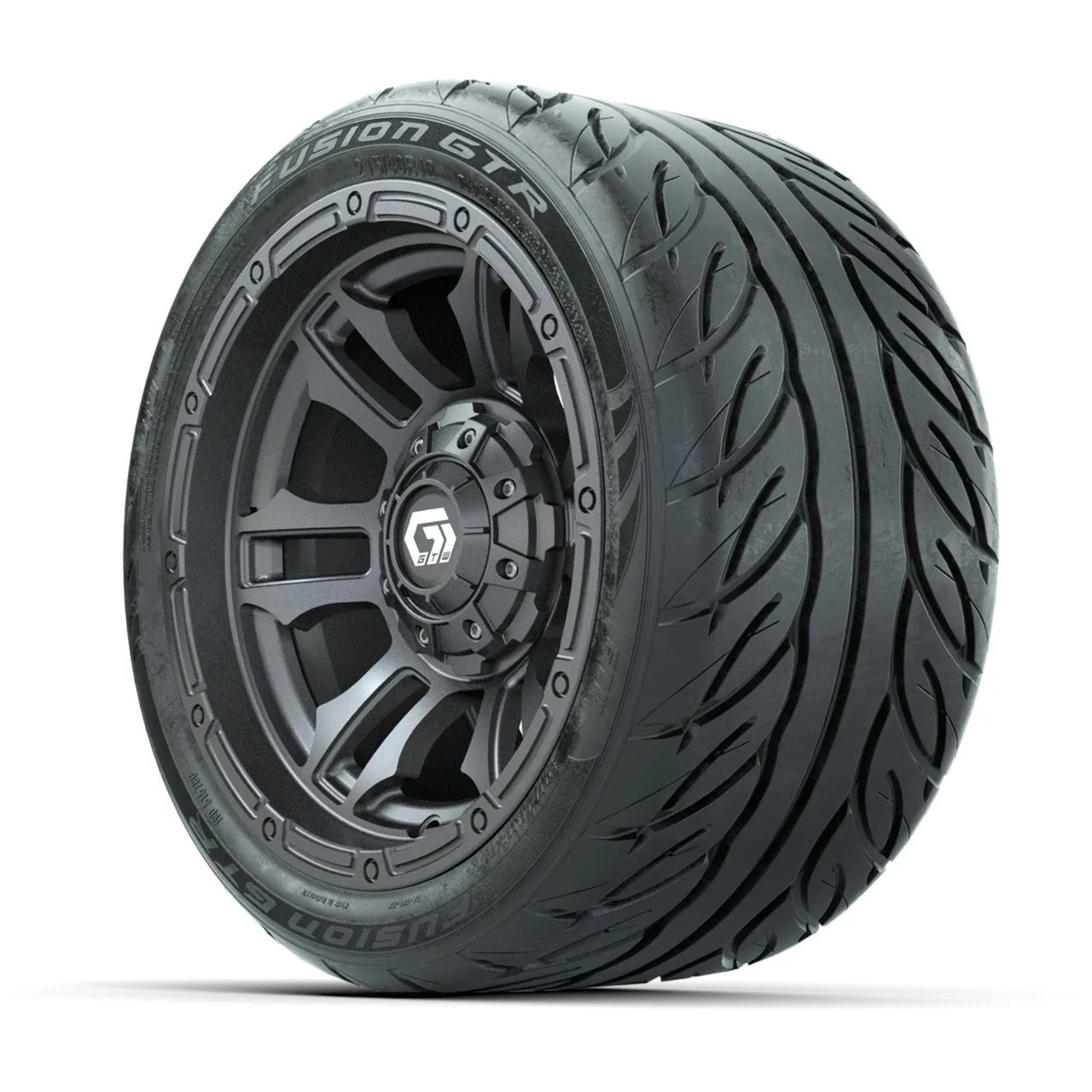 Комплект колёс GTW® Shogun (Gunmetal) 12" с радиальными дорожными шинами 215/40-R12 Fusion GTR, полный набор, артикул A19-1893 — фото 3