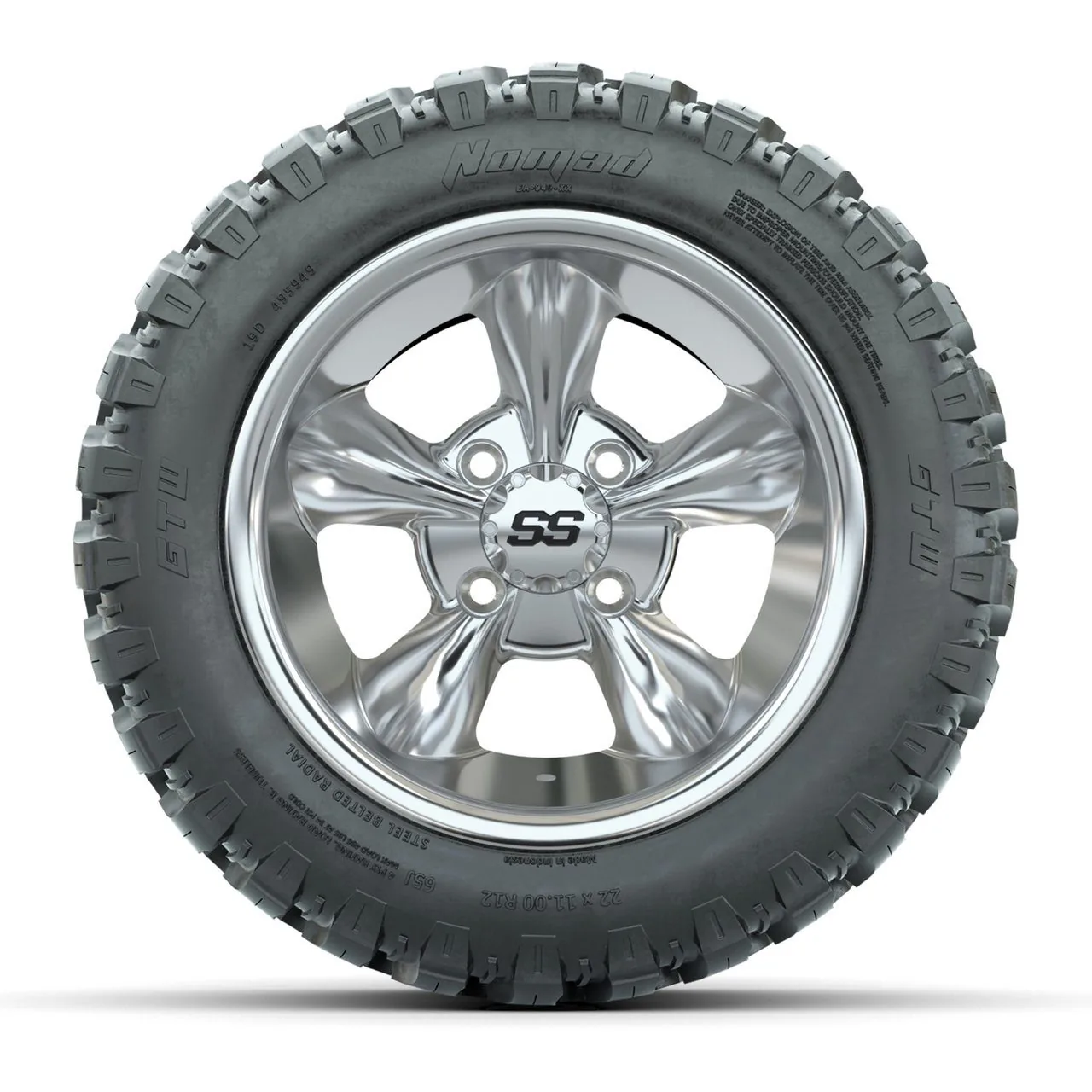 Комплект колёс GTW Godfather, хром, 12" с шинами 22X11-R12 Nomad Steel Belt Radial All-Terrain, 4 шт., артикул A19-2015 — фото 2