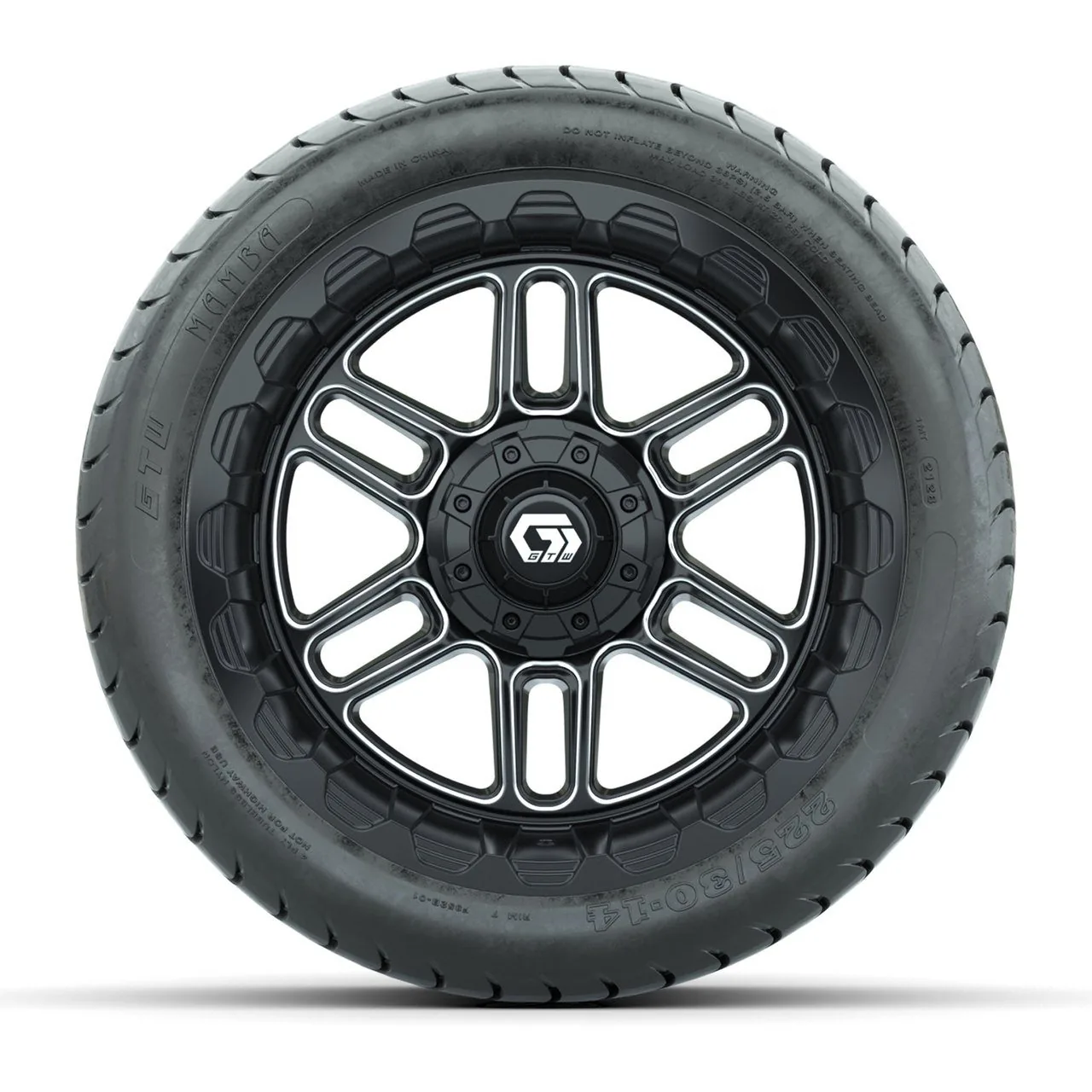 Комплект из 4 колёс 14” GTW Titan, чёрные с обработанной лицевой стороной, с шинами 225/30-14 Mamba Street, артикул A19-835 — фото 2