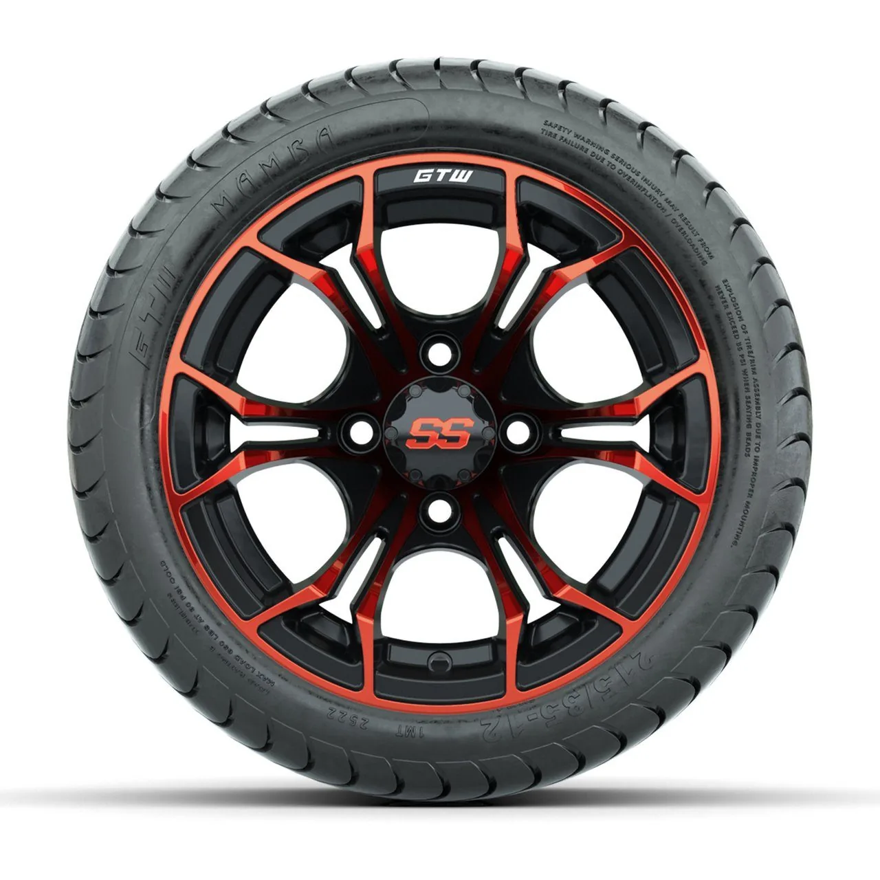 Колёса GTW Spyder, красно-чёрные, 12", с шинами 215/35-12 GTW Mamba Street — полный комплект, артикул A19-655 — фото 2