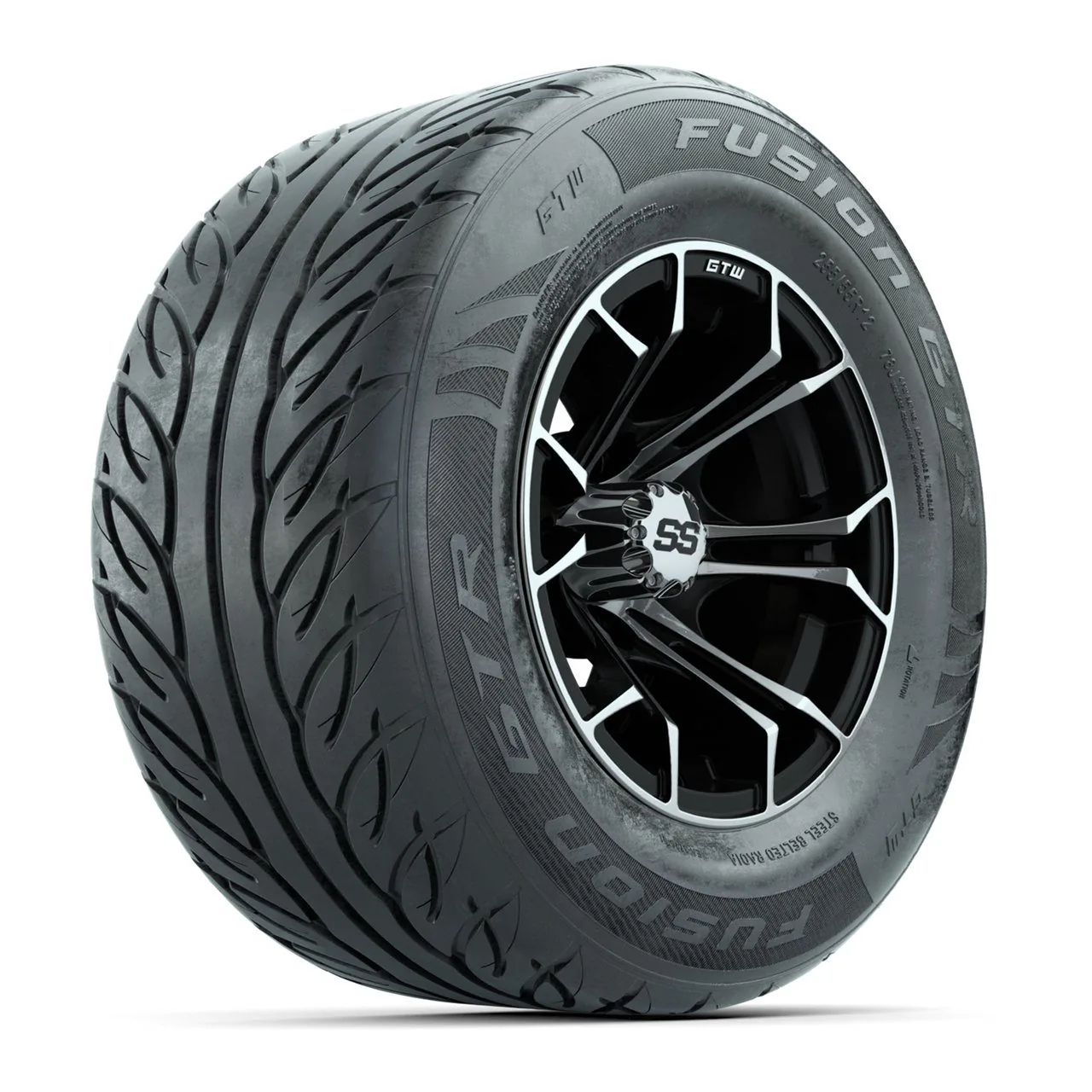 Комплект колёс с шинами 255/55-R12 Fusion GTR Steel Belted Street, диски 12" Spyder, чёрные с проточкой, GTW, артикул A19-2170