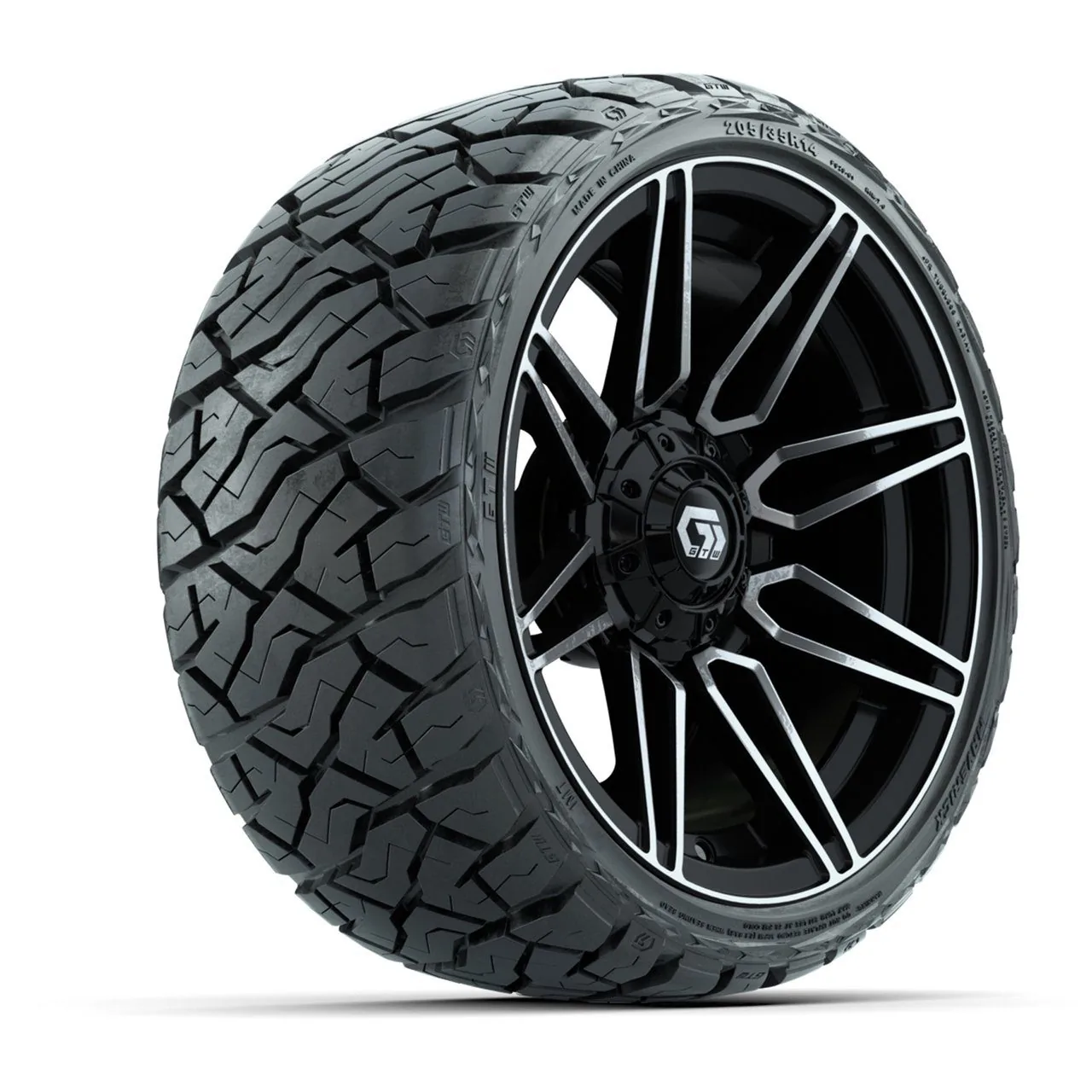 Комплект колёс 14" GTW Stealth, глянцевый чёрный с проточкой, с низкопрофильными шинами Maverick All-Terrain 205/35-R14, артикул A19-1321