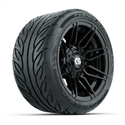 Комплект колёс GTW® Stealth 12", глянцевые чёрные, с шинами 215/40-R12 Fusion GTR Steel Belt Radial Street — 4 шт., артикул A19-1941