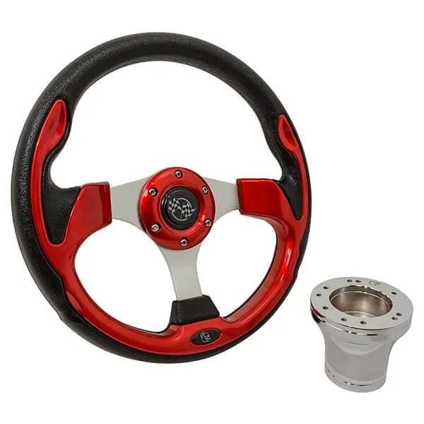 Руль в стиле ралли, красный, с хромированным адаптером, для Club Car Precedent, 2004 г. и новее, артикул 06-039