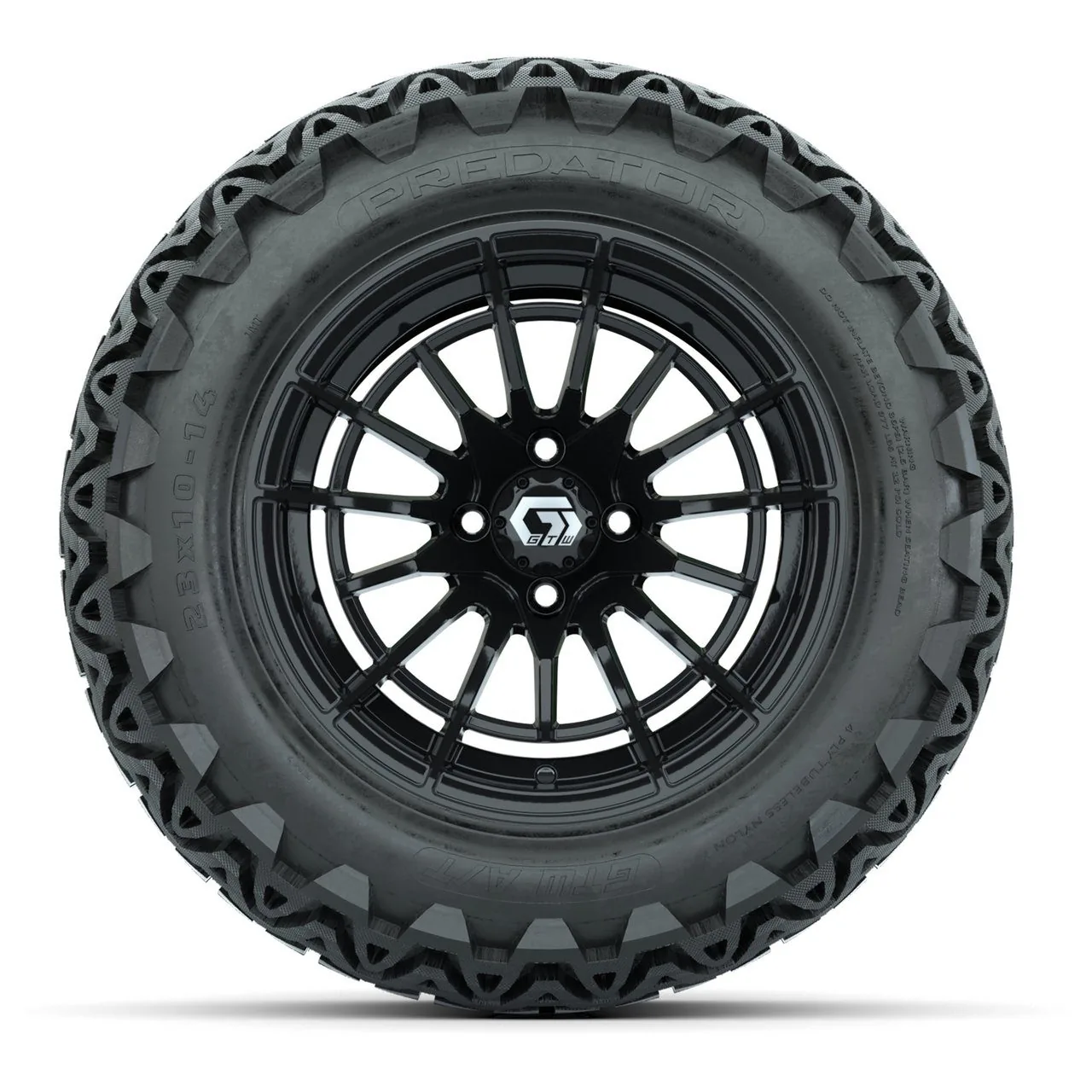 Комплект колёс GTW® Boost 14", глянцевый чёрный, с шинами 23x10-14 Predator All-Terrain, артикул A19-1204 — фото 2