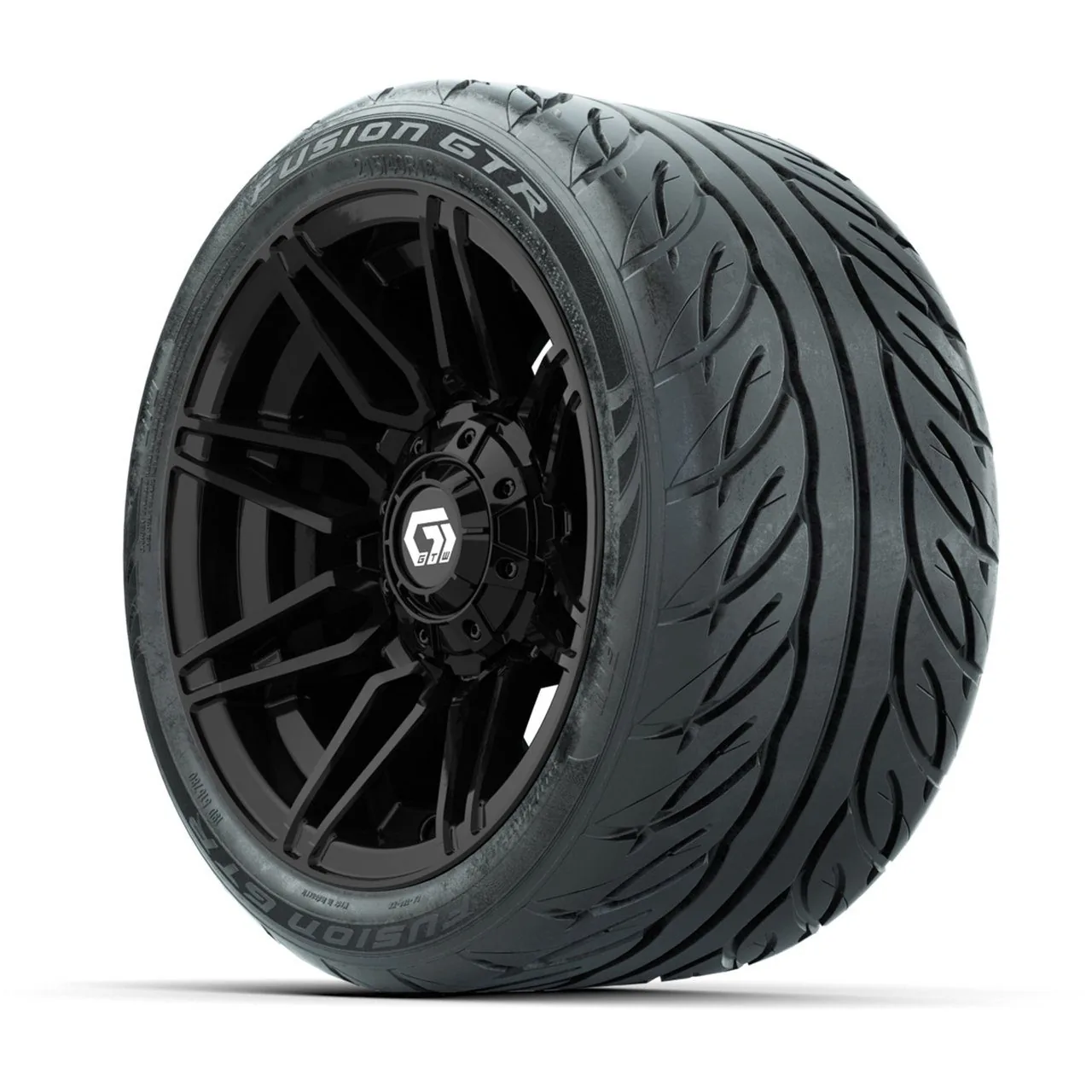 Комплект колёс GTW® Stealth 12", чёрные с проточкой, с шинами 215/40-R12 Fusion GTR Steel Belt Radial Street — 4 шт., артикул A19-1925 — фото 3