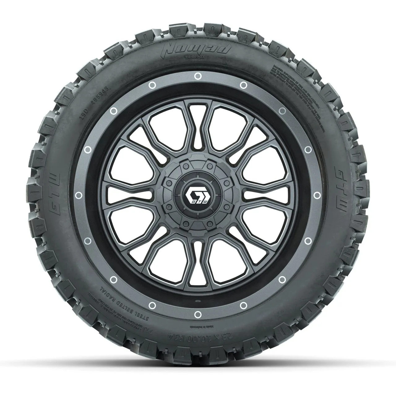 Комплект колёс 14” GTW Volt, графит с обработанными акцентами, с шинами 23x10-R14 Nomad All-Terrain, артикул A19-816 — фото 2