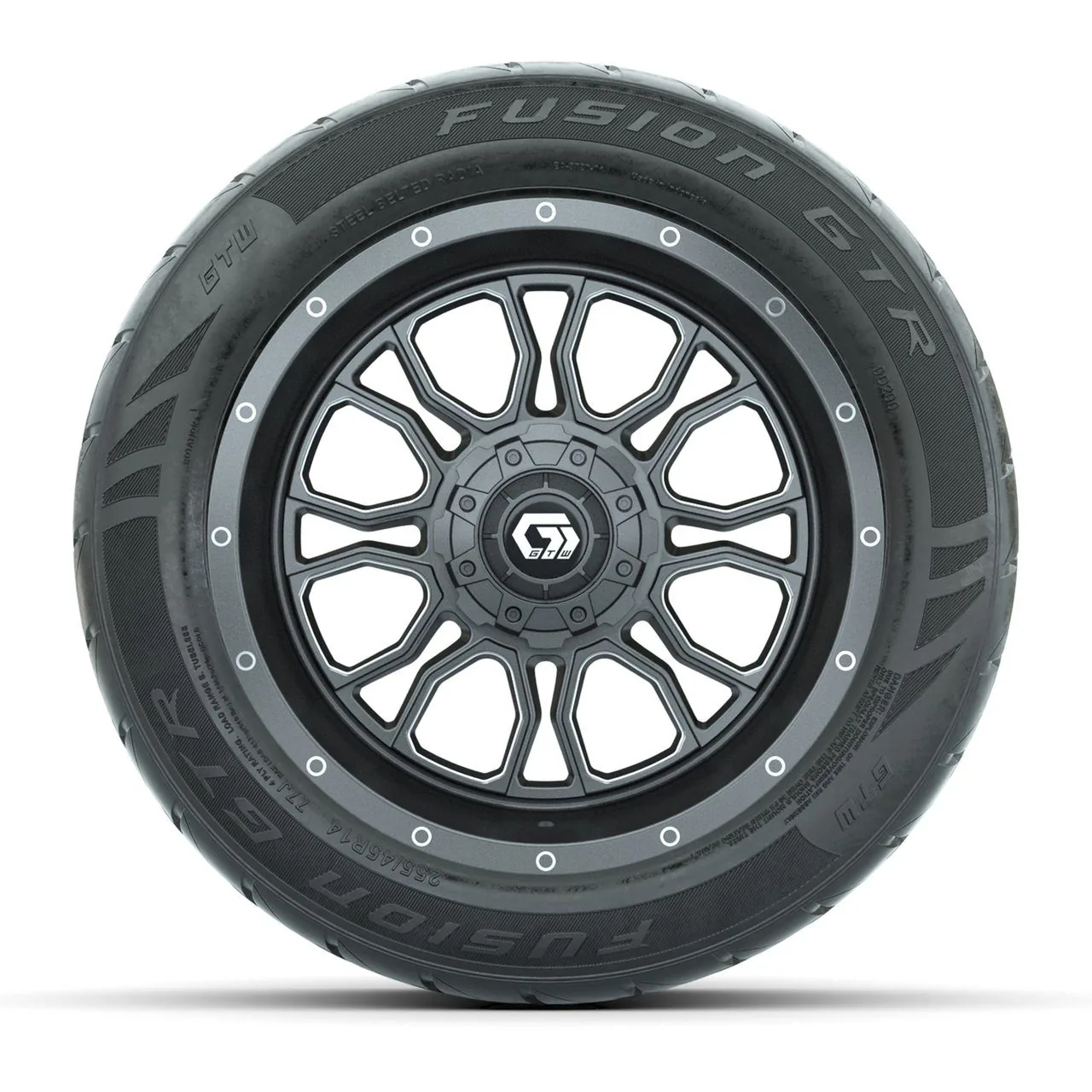 Колёса GTW Volt 14" (Gunmetal) с шинами 255/45-R14 Fusion GTR Steel Belt Radial Street, полный комплект, артикул A19-2250 — фото 2