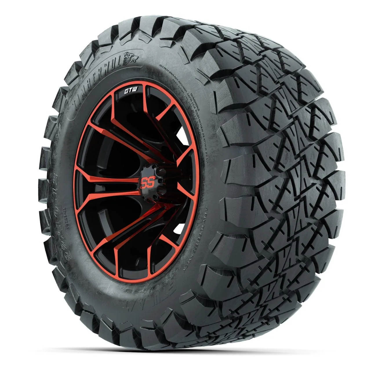 Комплект колёс с шинами 22X10-12 Timberwolf All-Terrain, диски 12" Spyder, чёрно-красные, GTW, артикул A19-2187 — фото 3