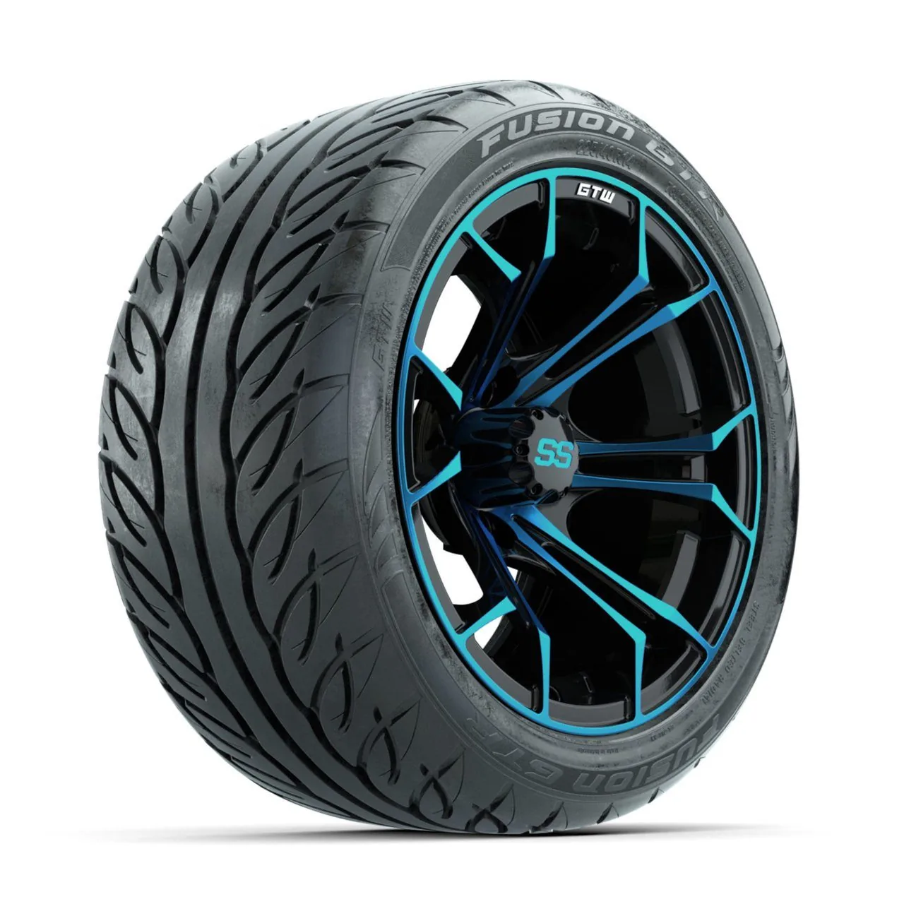 Колёса GTW Spyder 14", синий/чёрный, с шинами 225/40-R14 Fusion GTR Street, комплект, артикул A19-871