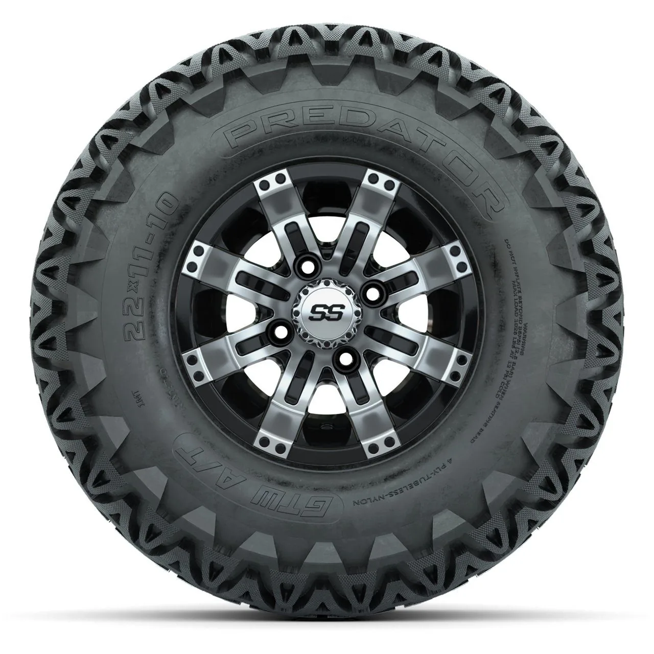 Комплект колёс GTW Tempest, чёрный/шлифованный, 10" с шинами 22x11-10 Predator All-Terrain, артикул A19-1513 — фото 2