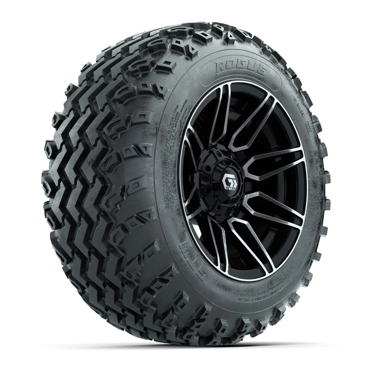 Комплект колёс GTW® Stealth 12” с шинами 22x11.00-12 Rogue, глянцевый чёрный с проточкой, для бездорожья, полный набор, артикул A19-1181