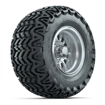 Колёса GTW Medusa 10", серебристые с обработкой, с шинами Predator A/T 20", комплект, артикул A19-305