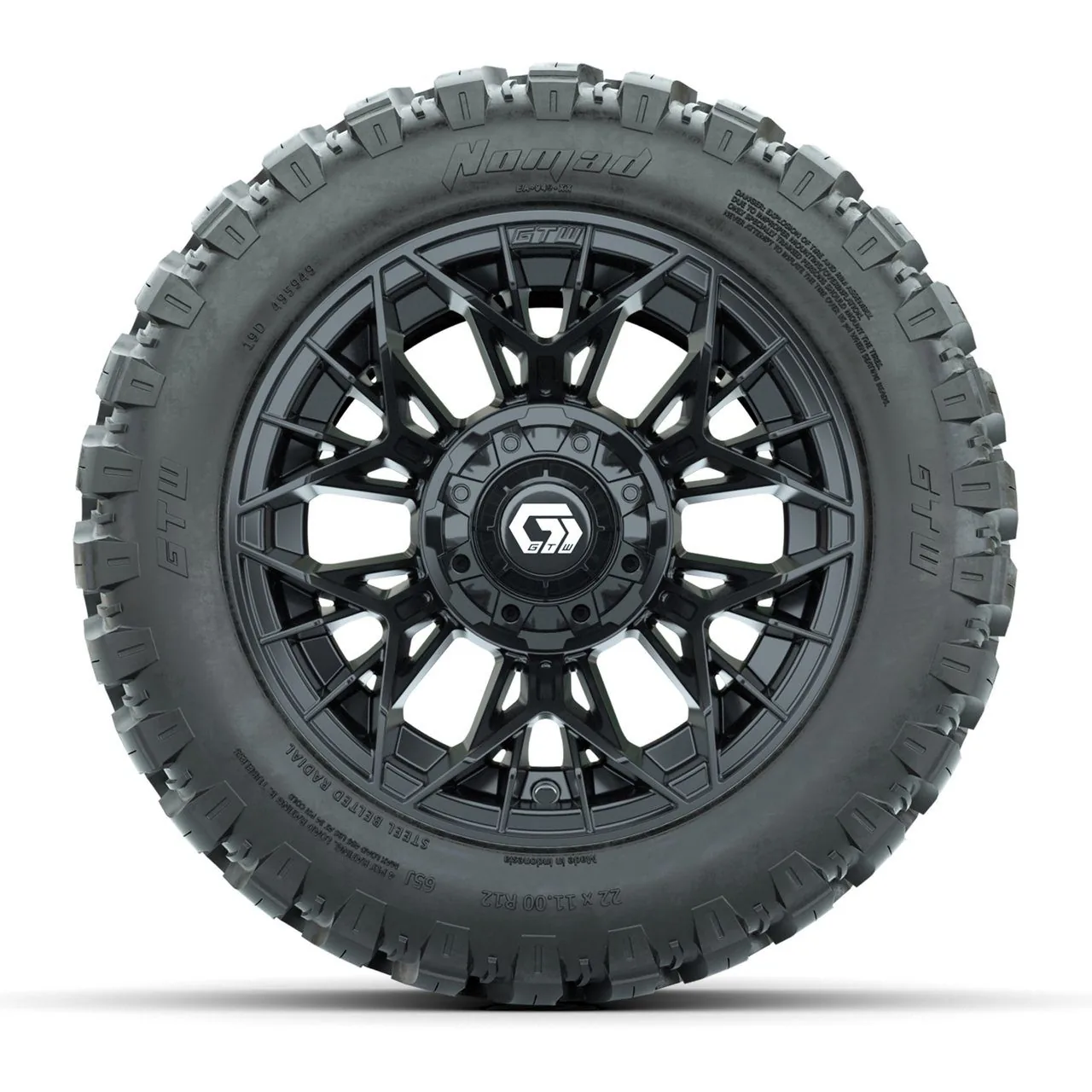 Комплект колёс GTW® Stellar 12", матовые чёрные, с внедорожными шинами Nomad 22x11-R12, артикул A19-767 — фото 2