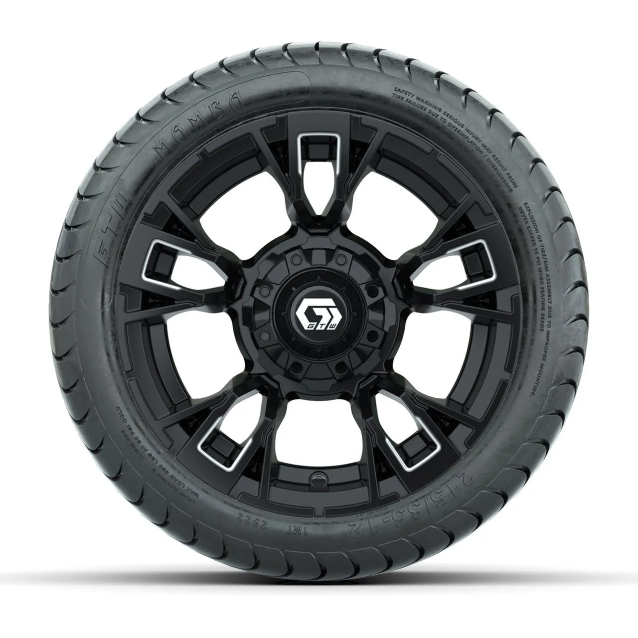 Комплект колёс GTW® Vandal 12” с шинами 215/35-12 Mamba Street, матовый чёрный с проточкой, полный набор, артикул A19-1190 — фото 2