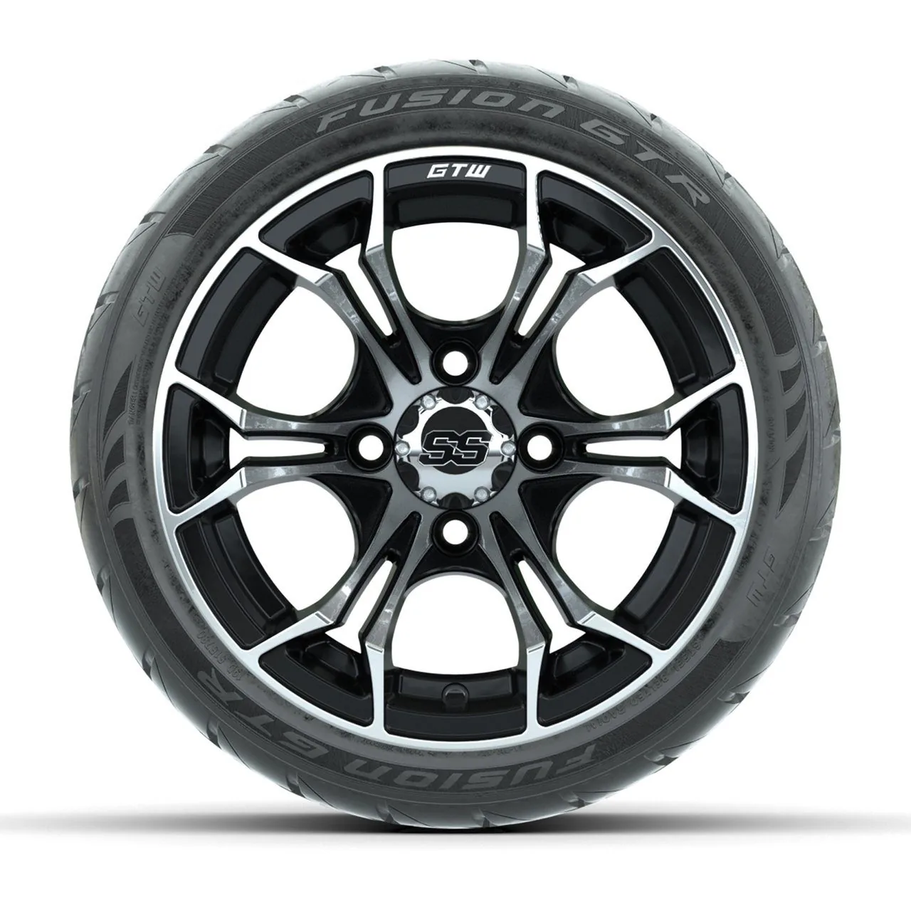 Комплект колёс с шинами 215/40-R12 Fusion GTR Steel Belt Radial Street, диски 12" Spyder, чёрные с проточкой, GTW, артикул A19-2169 — фото 2
