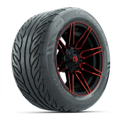 Колёса в сборе с шинами GTW® Stealth 14", красный/проточенный, 255/45-R14 Fusion GTR Steel Belt Radial Street, комплект 4 шт., артикул A19-2552