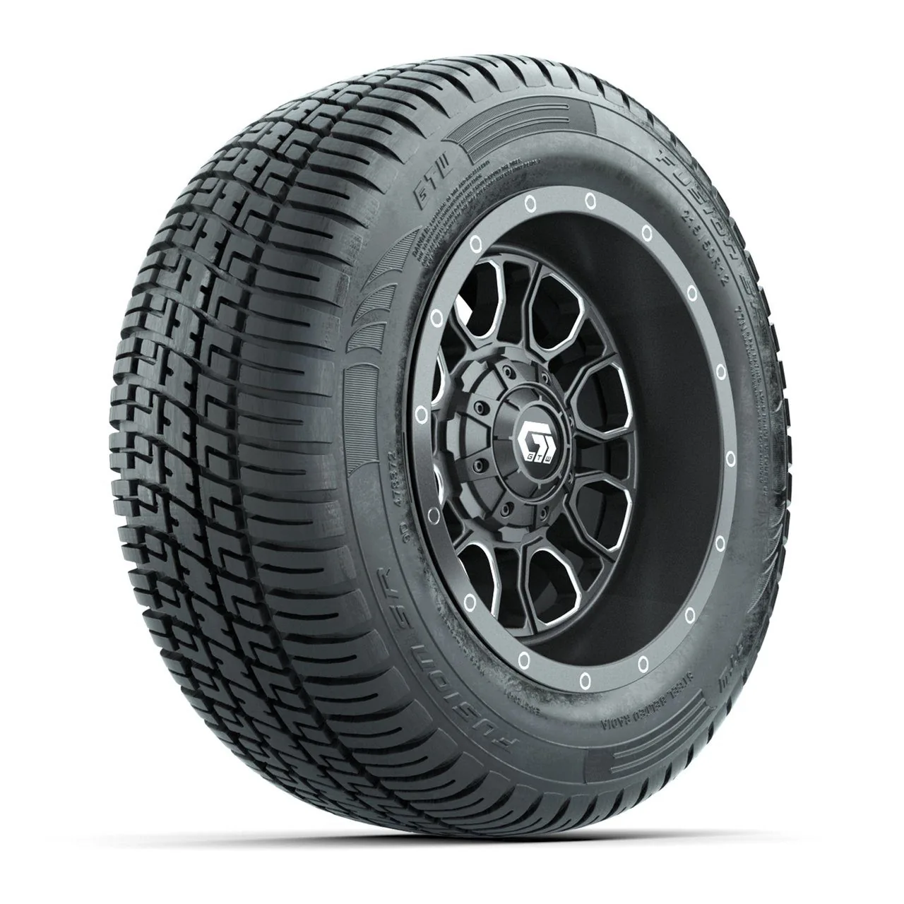 Комплект колёс 12” GTW Volt, графит с обработанными акцентами, с шинами 215/50-R12 Fusion S/R Street, артикул A19-809