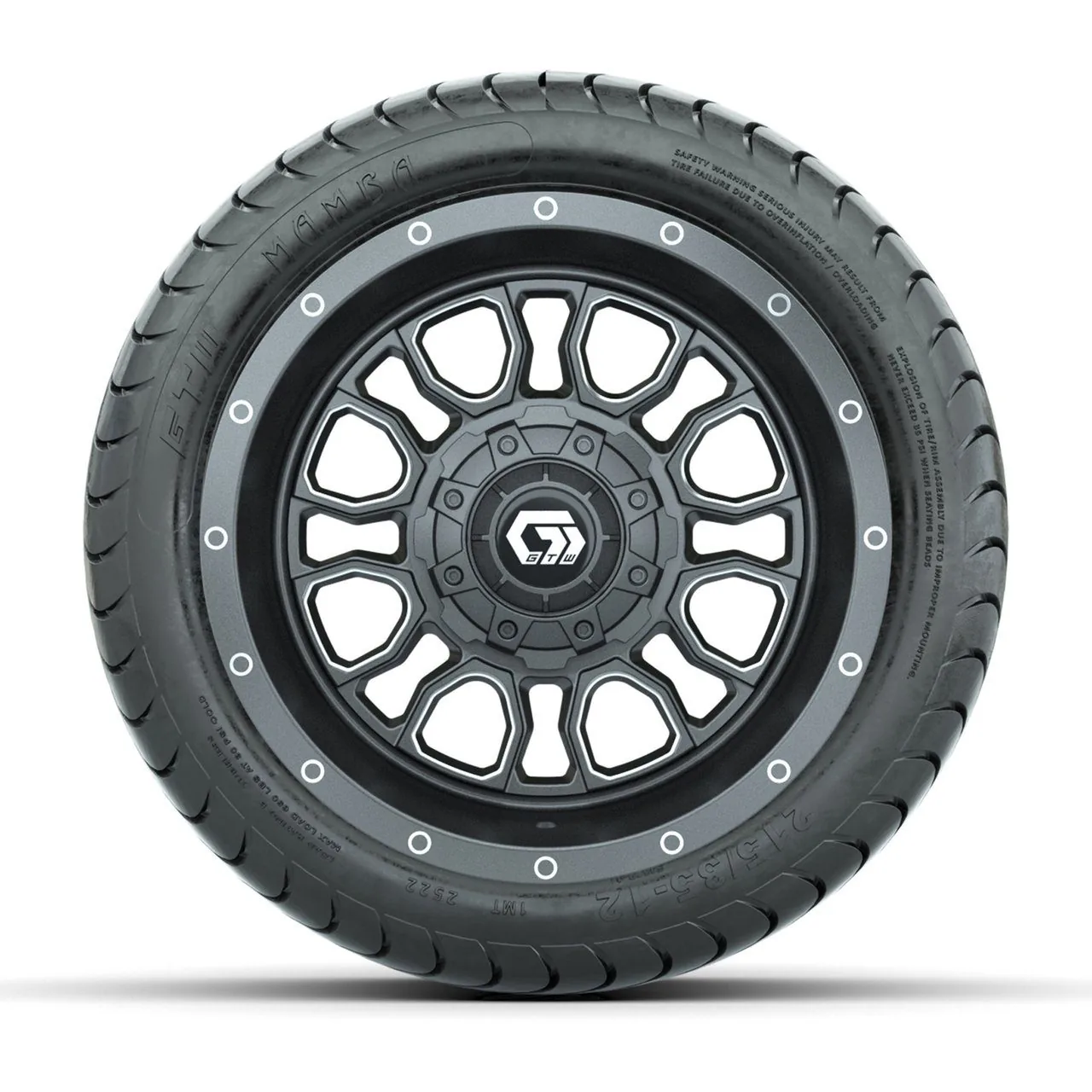 Комплект колёс 12” GTW Volt, графит с обработанными акцентами, с шинами 215/35-12 Mamba Street, артикул A19-808 — фото 2