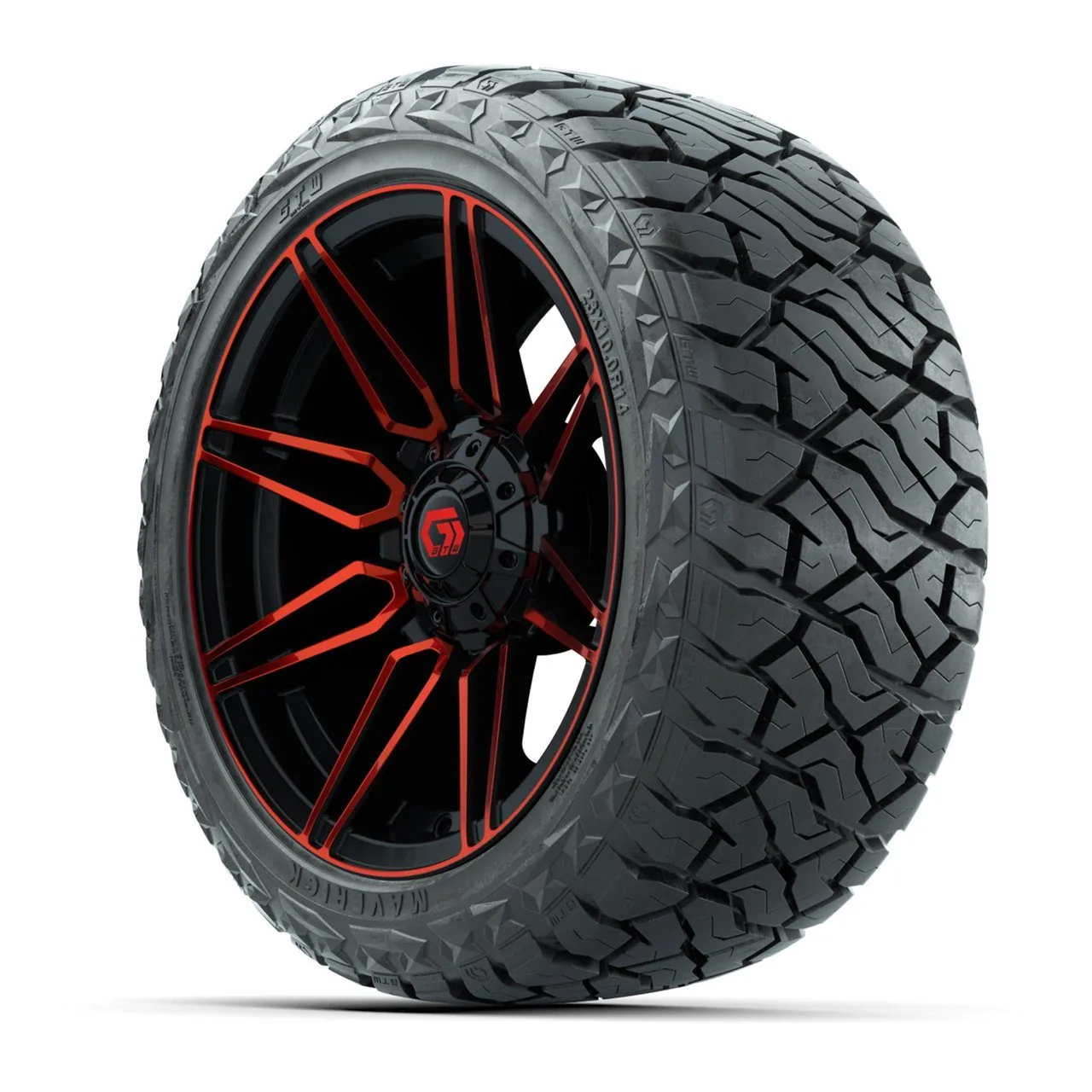 Комплект колёс 14" GTW Stealth, глянцевый чёрный с красным, с шинами Maverick All-Terrain 23x10.00-R14, артикул A19-1324 — фото 3
