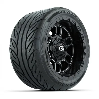 Комплект колёс 12" GTW Titan с радиальными шинами 215/40-R12 Fusion GTR Steel Belt Radial Street, чёрные с проточкой, артикул A19-1746