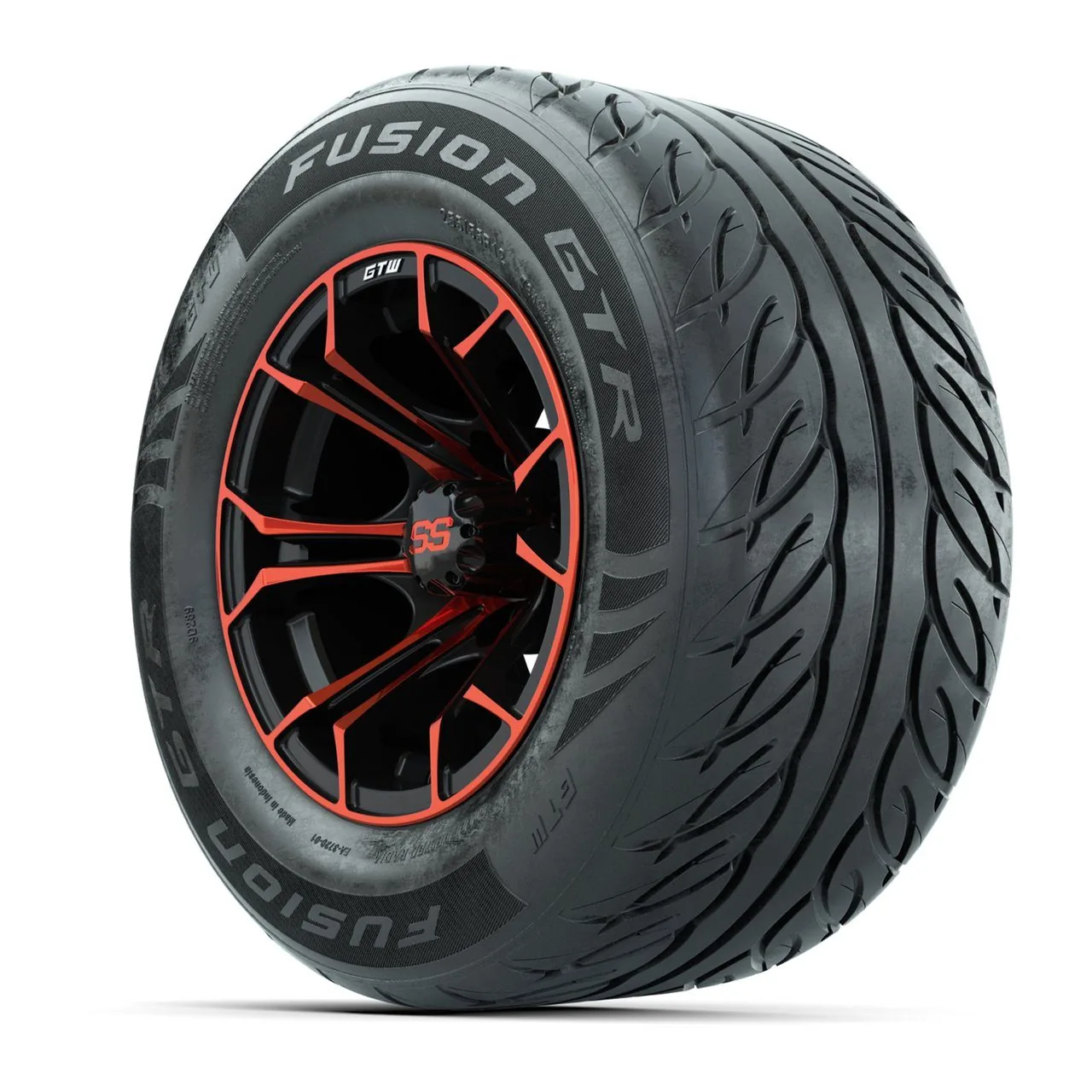 Комплект колёс с шинами 255/55-R12 Fusion GTR Steel Belted Street, диски 12" Spyder, чёрно-красные, GTW, артикул A19-2182 — фото 3