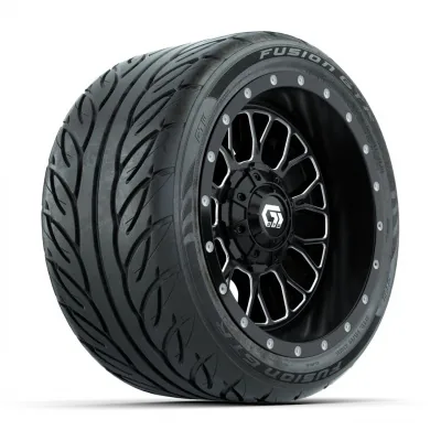 Комплект колёс 12" GTW Helix с радиальными шинами 215/40-R12 Fusion GTR Steel Belt Radial Street, чёрные с проточкой, артикул A19-1732