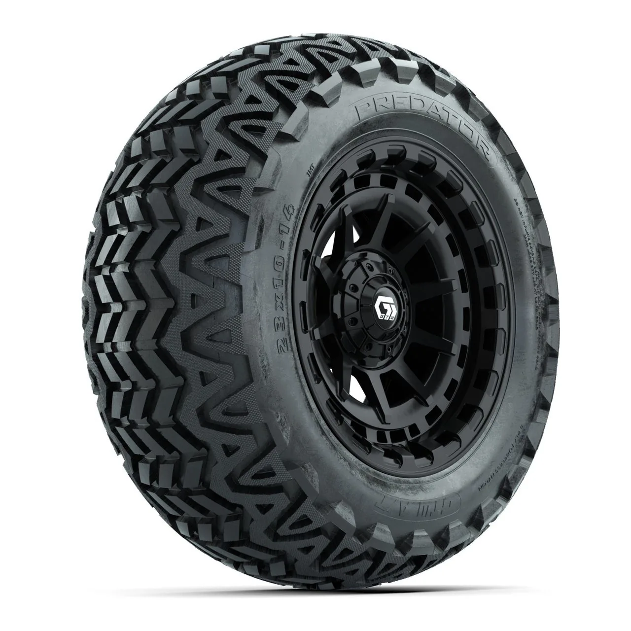 Комплект колёс GTW® Barricade 14", глянцевый чёрный, с шинами 23x10-14 Predator All-Terrain, артикул A19-1220
