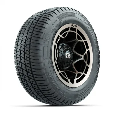 Комплект колёс GTW® Nexus 12” с шинами 215/50-R12 Fusion S/R Steel Belt Radial, глянцевый чёрный/сатиновая бронза, полный набор, артикул A19-1163