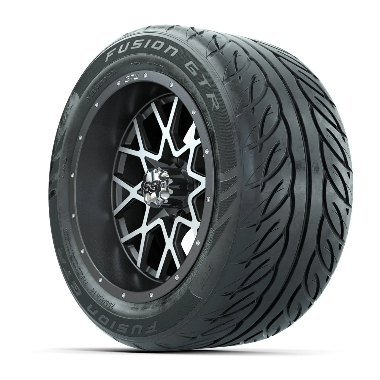 Колёса GTW Vortex 2 14”, матовые серые с проточкой, с шинами 255/45-R14 Fusion GTR Steel Belt Radial Street, комплект, артикул A19-2447 — фото 3