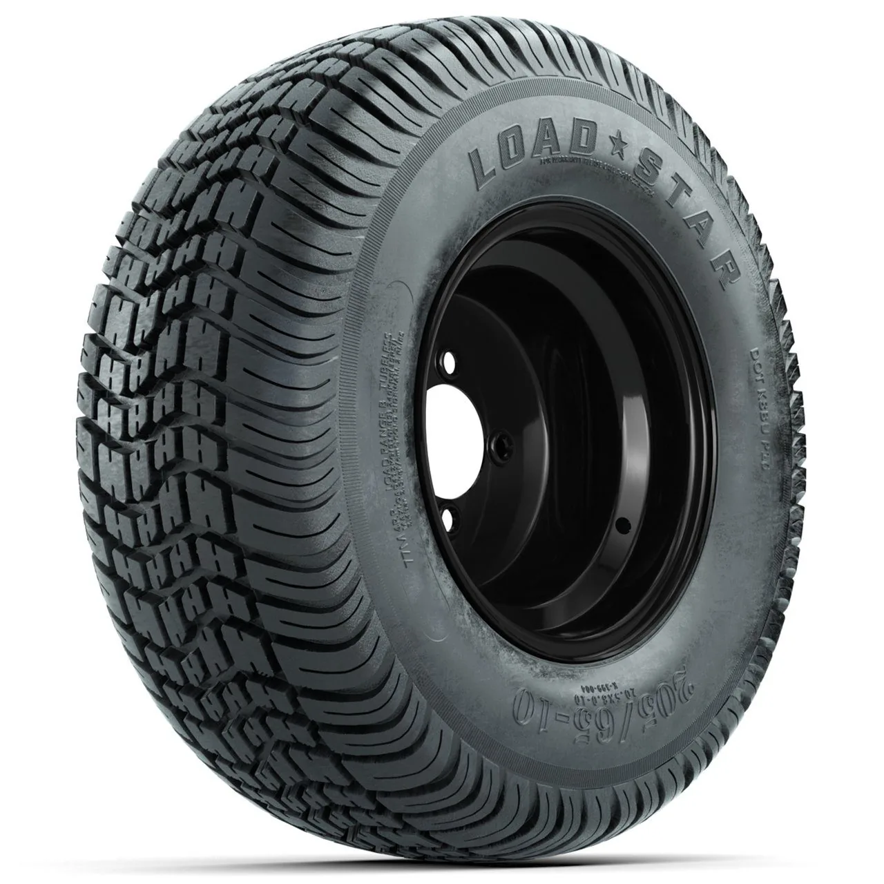 Комплект из 4 стальных чёрных колёс 10" с вылетом и шинами Kenda Load Star Street 205/65-10, артикул A19-427