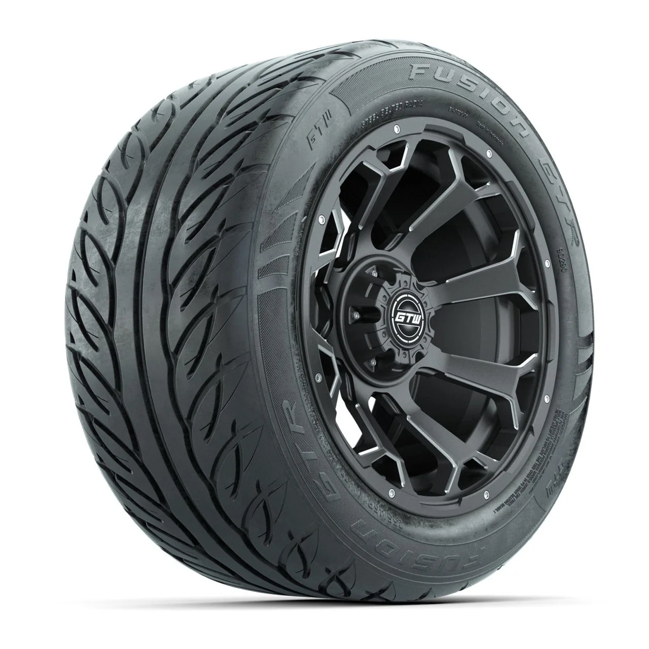 Колёса GTW Raven 14”, матовые серые Ball Milled, с шинами 255/45-R14 Fusion GTR Steel Belt Radial Street, комплект, артикул A19-2432