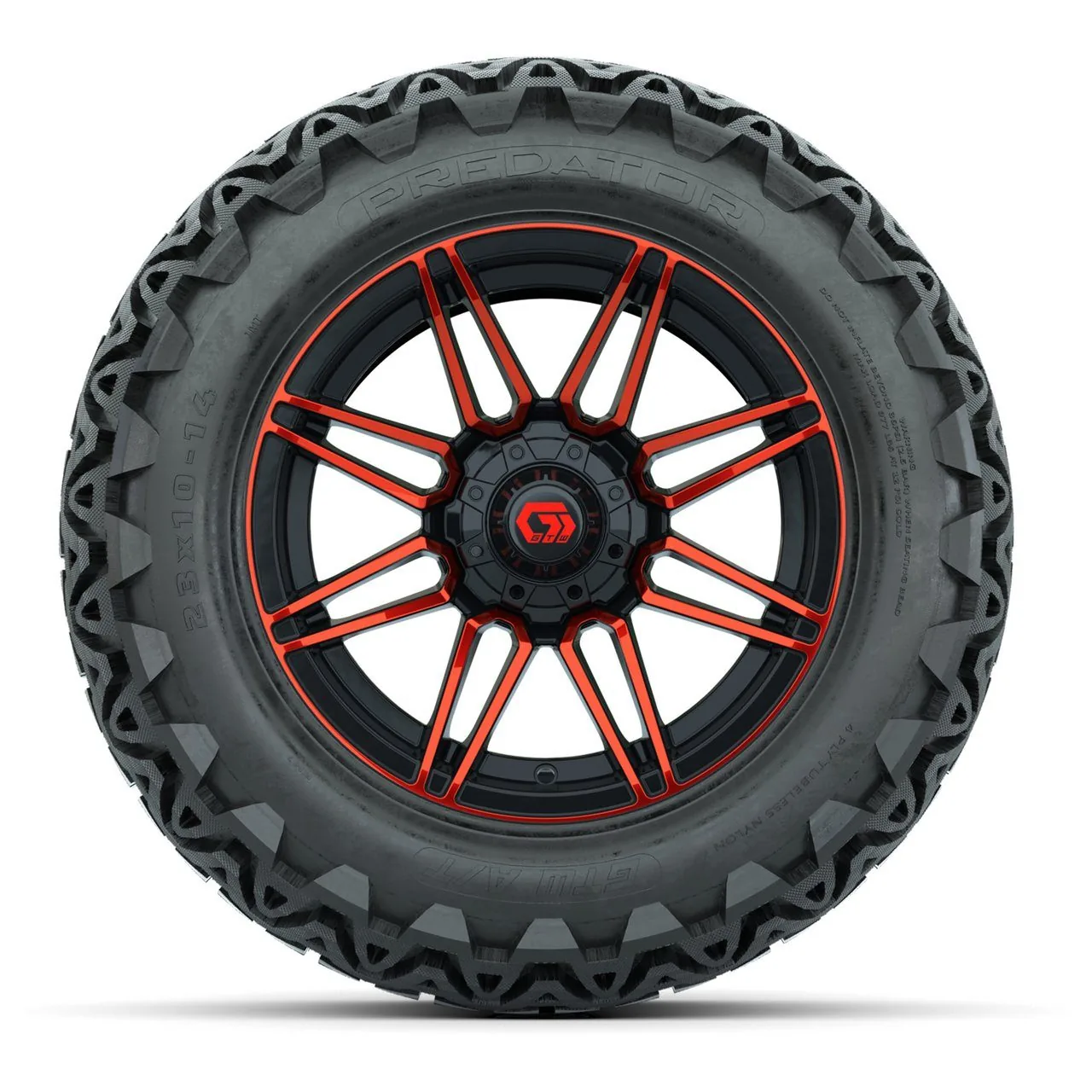 Комплект колёс GTW® Stealth 14" с шинами 23x10-14 Predator, глянцевый чёрный с красным, артикул A19-1244 — фото 2