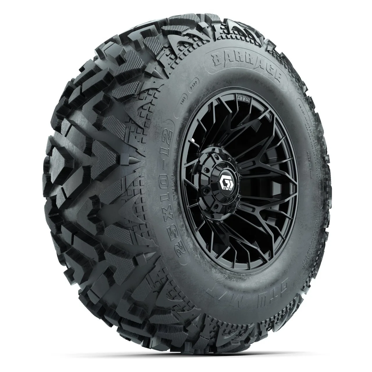 Колёса GTW® Stellar 12", чёрные, с шинами 25X10-12 Barrage Mud, полный комплект, артикул A19-1658