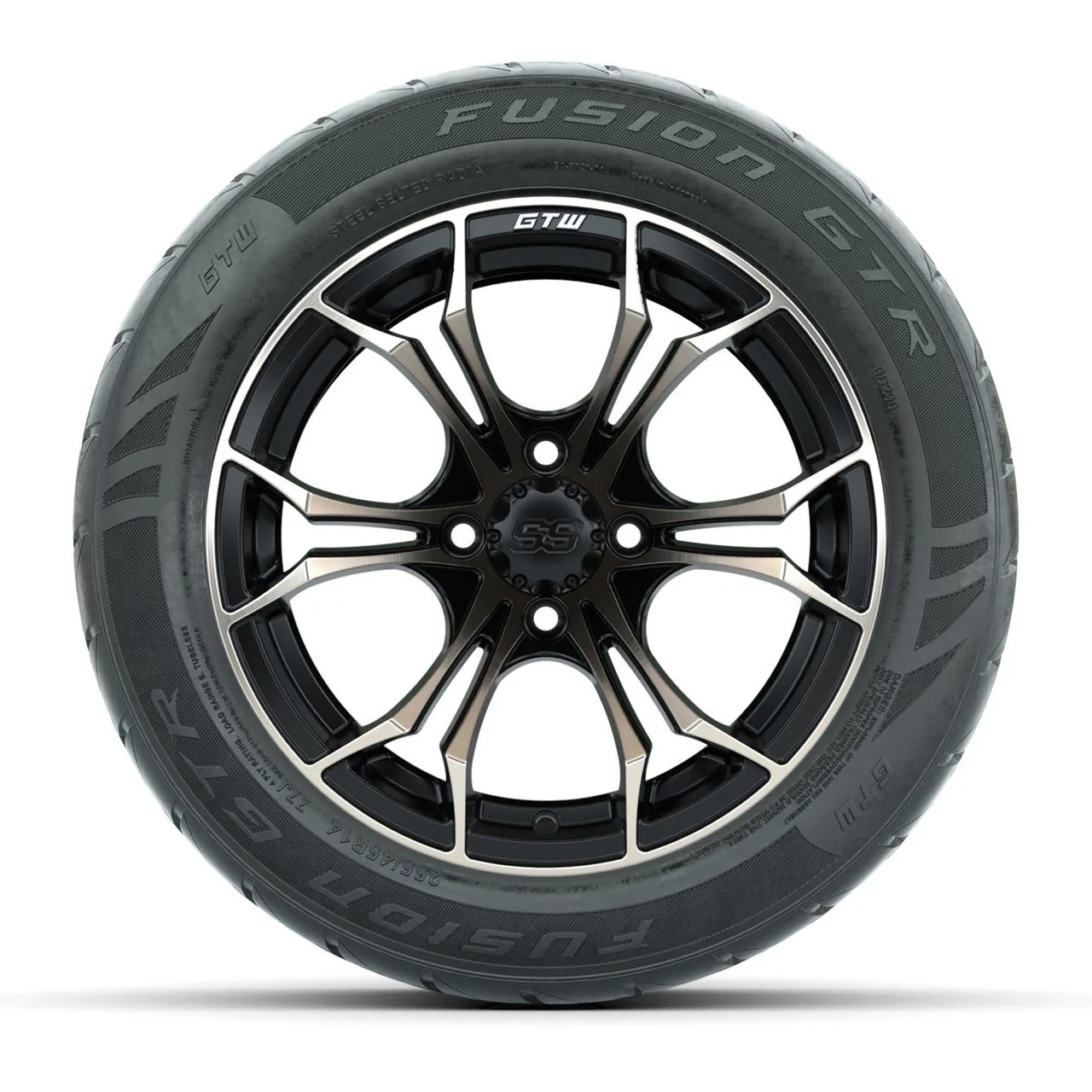 Колёса в сборе с шинами GTW® Spyder 14", матовый чёрный/бронзовый, 255/45-R14 Fusion GTR Steel Belt Radial Street, комплект 4 шт., артикул A19-2515 — фото 2