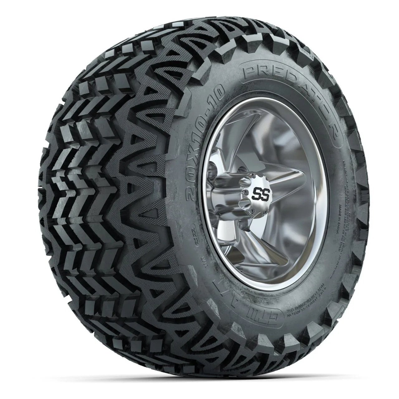 Комплект колёс GTW Godfather 10”, хромированные, с шинами 20x10-10 Predator All-Terrain (4 шт.), артикул A19-1583