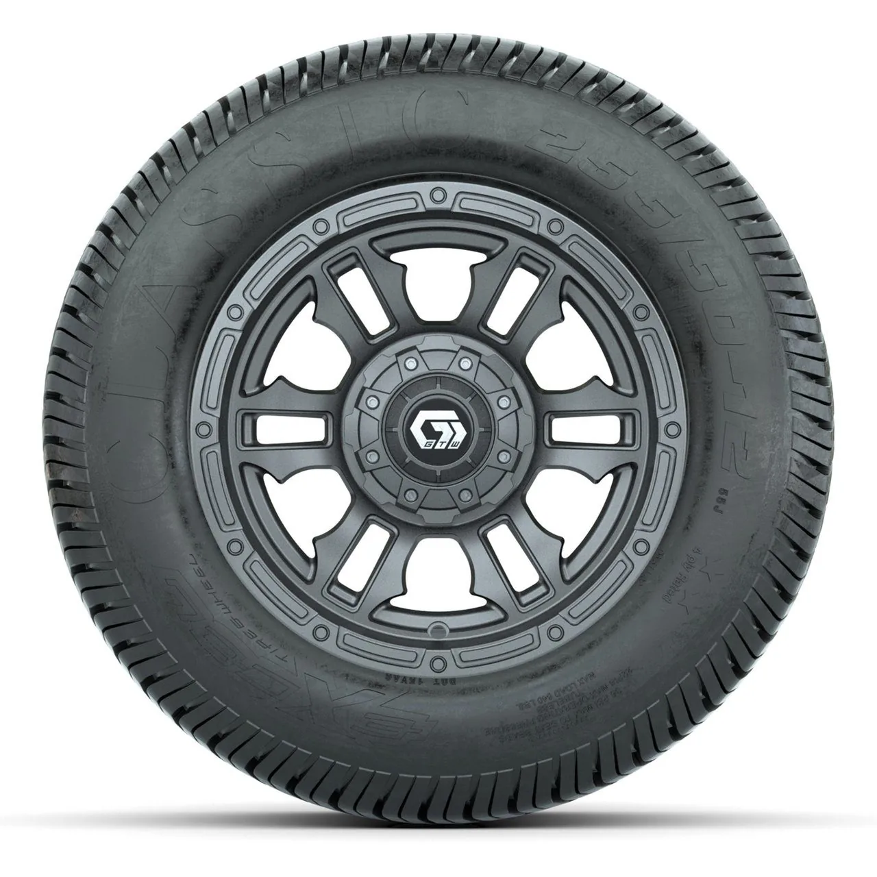 Комплект колёс GTW® Shogun (Gunmetal) 12" с дорожными шинами 255/50-12 Excel Classic, полный набор, артикул A19-1902 — фото 2